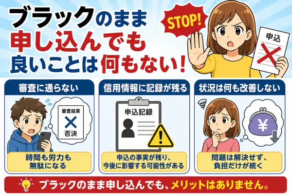 ブラックのまま申し込んでも良い結果は何一つとして得られない
