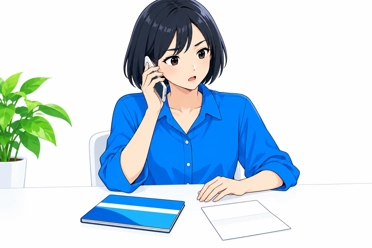 通帳と支払明細を手元に置いて口座変更について相談する女性