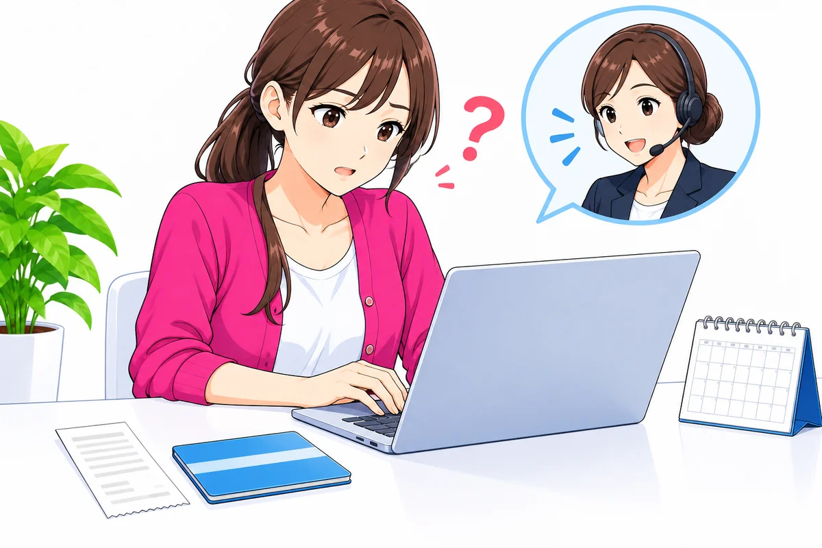 支払記録を整理して返金について相談する女性