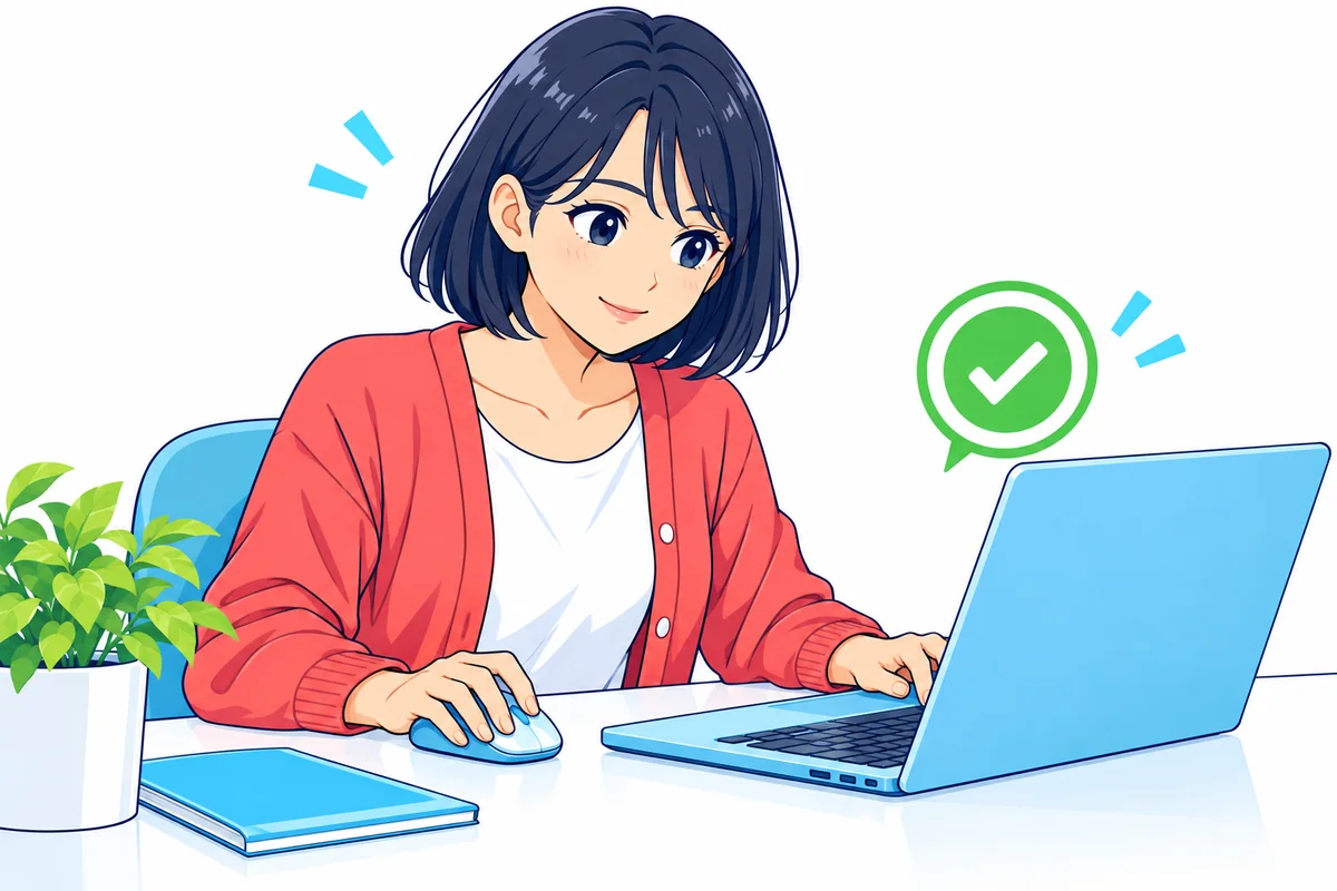 パソコンでインターネット返済の手続きを進める女性