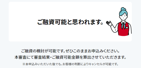 アイフルの即日融資診断結果