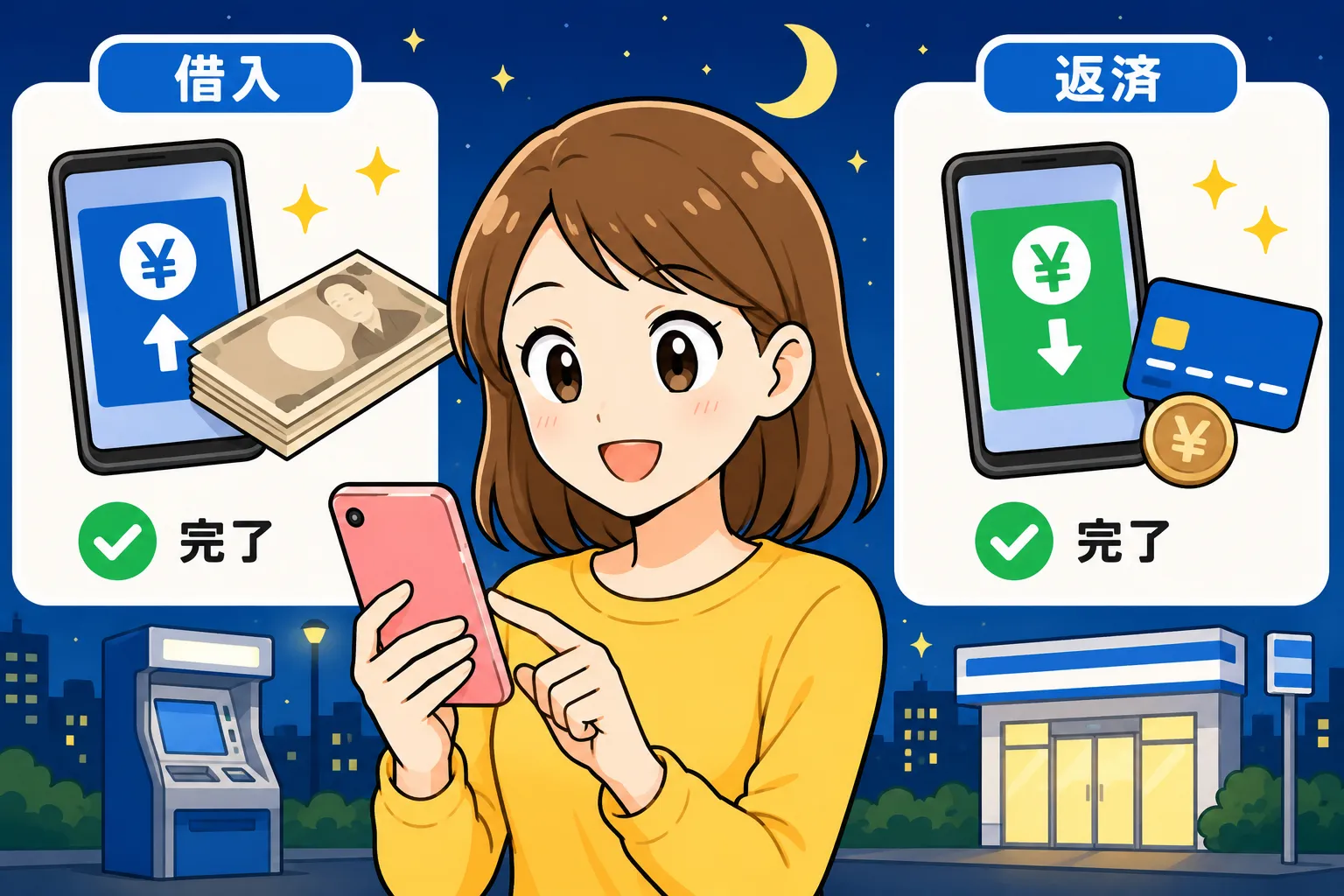 既存会員が夜間にATMで借入・返済できる時間帯