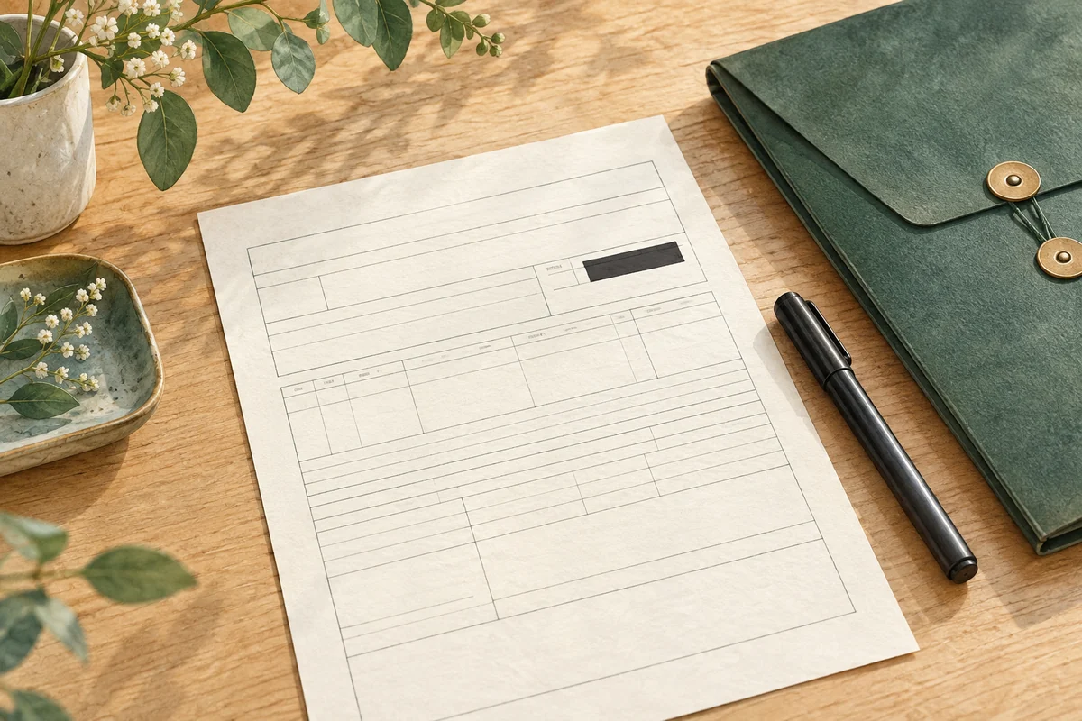 収入証明の書類と個人番号を覆う紙を用意したイラスト