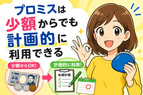 プロミスは限度額の範囲内であれば自由に借りる金額が決められるため、1万円や2万円、3万円の少額だけ借りることができます。