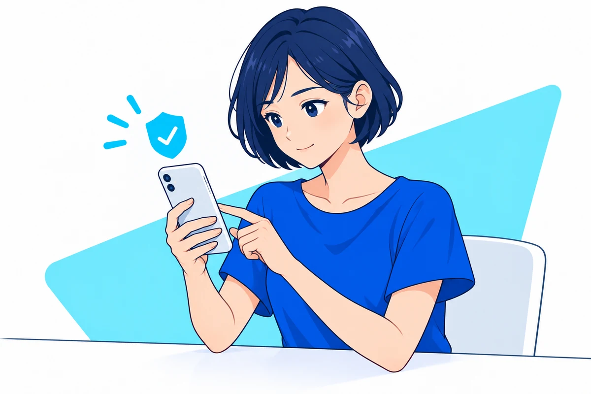 スマートフォンで本人認証の操作を進める女性