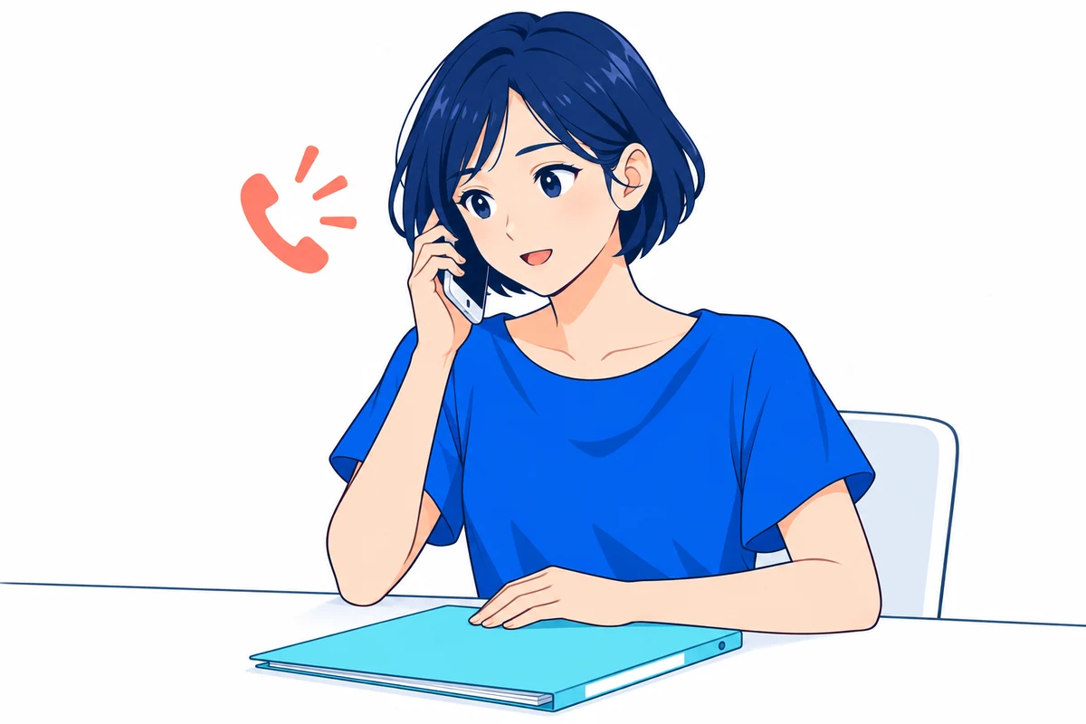 電話で契約状況を確認する女性