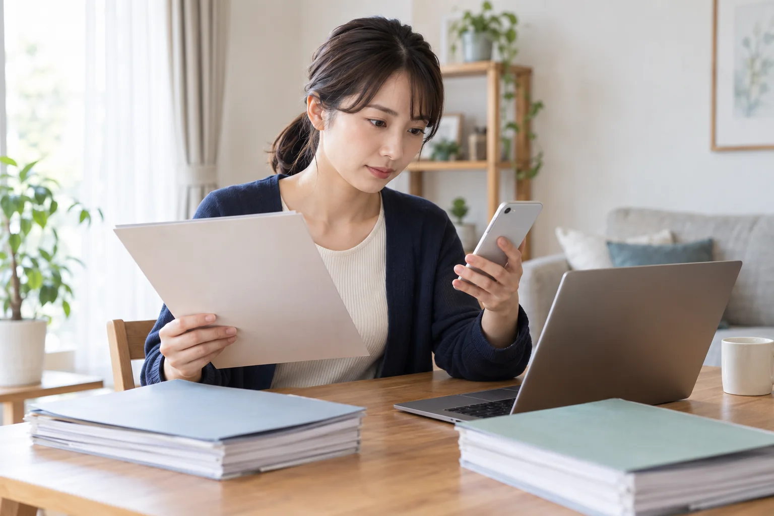派遣元の書類と申込画面を照らし合わせる派遣社員