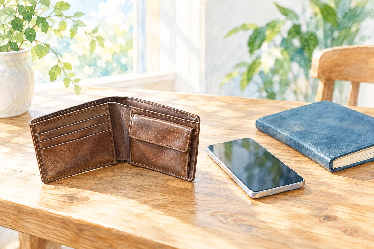 財布とスマートフォンを並べて口座を使わない利用方法を考えるイメージ