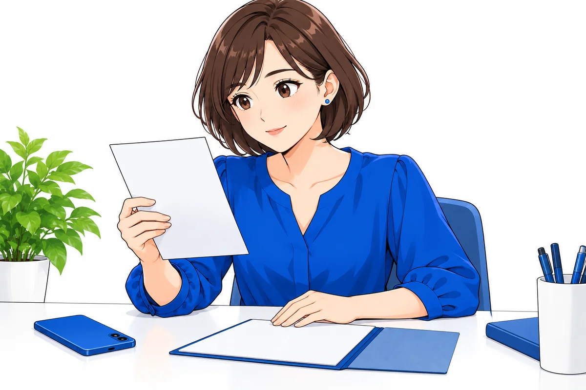 本人確認の書類を準備する女性