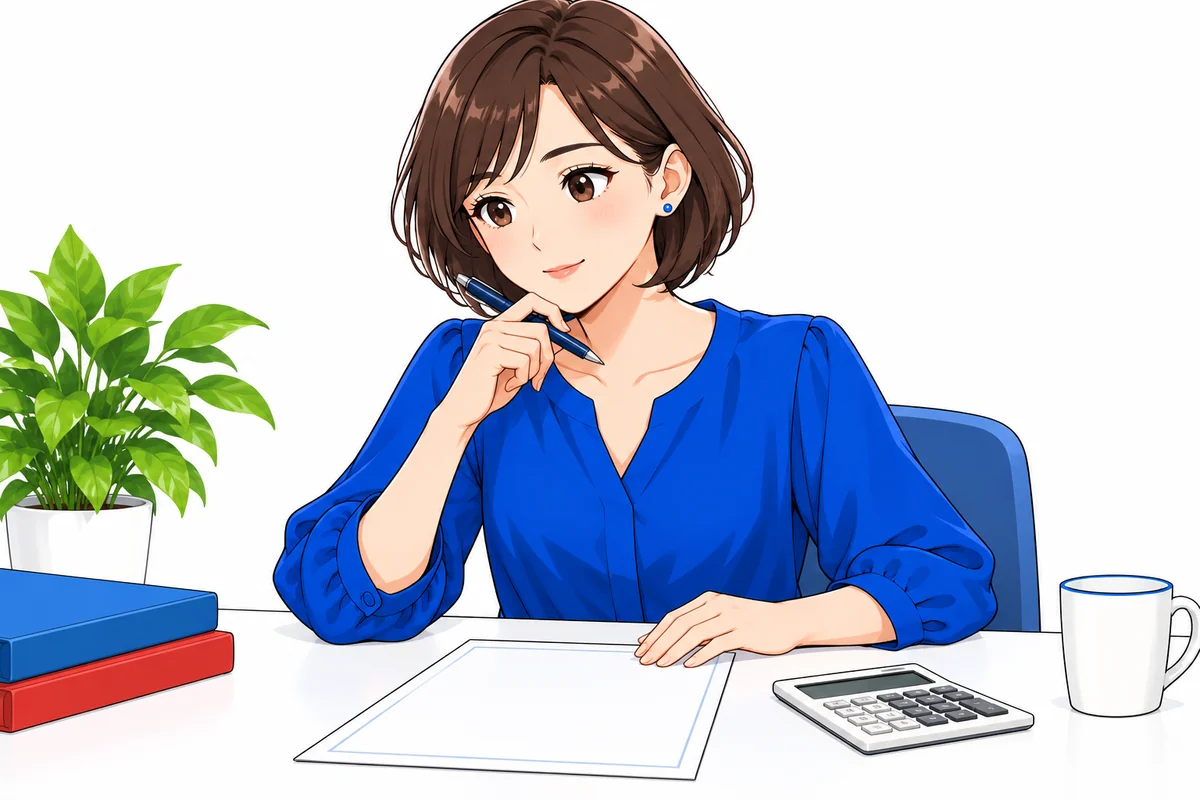 契約書と計算機で返済条件を検討する女性