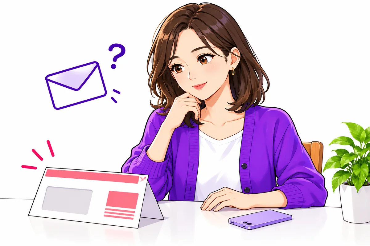 届いた営業案内が必要かどうか考える女性