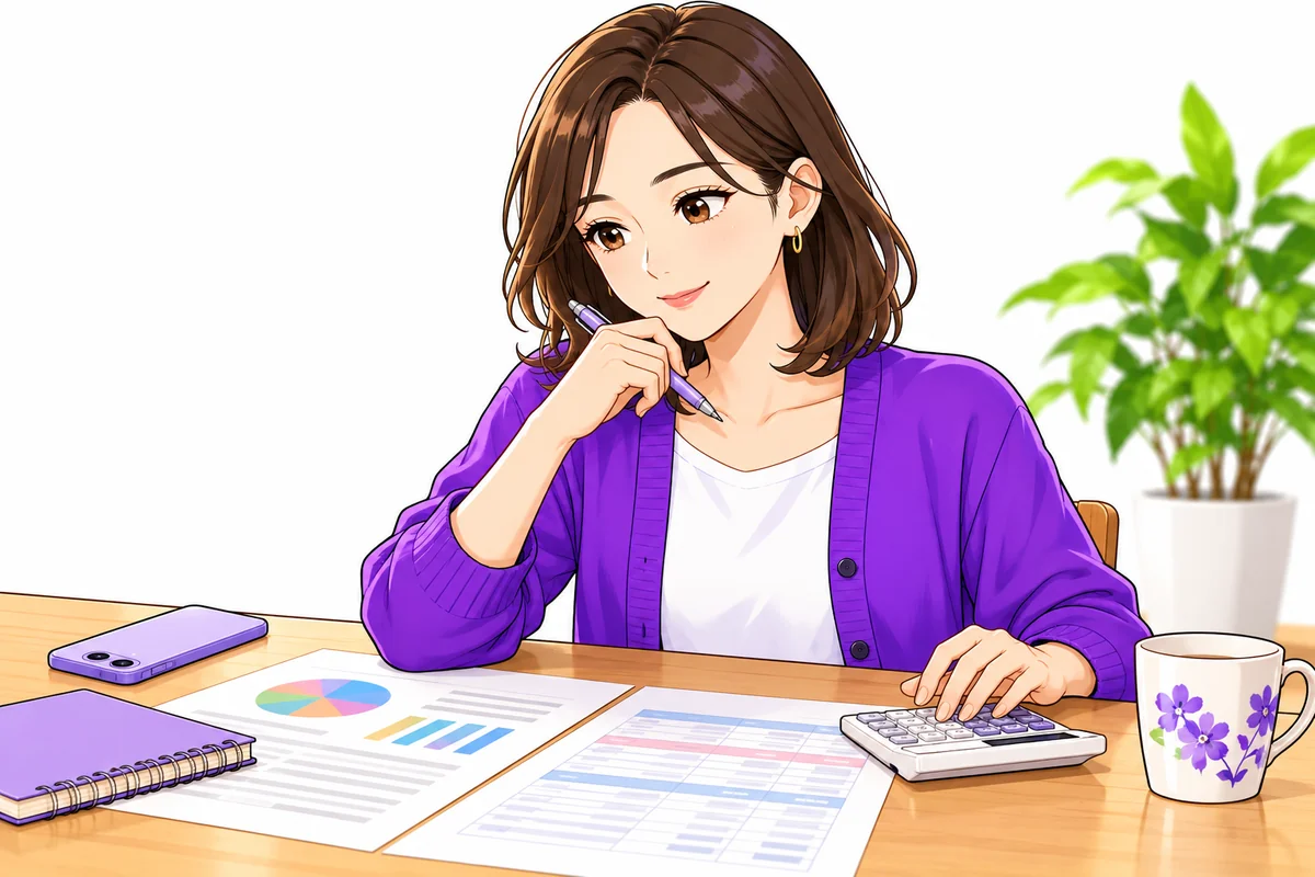 家計の計画と書類を見ながら将来の借入を検討する女性